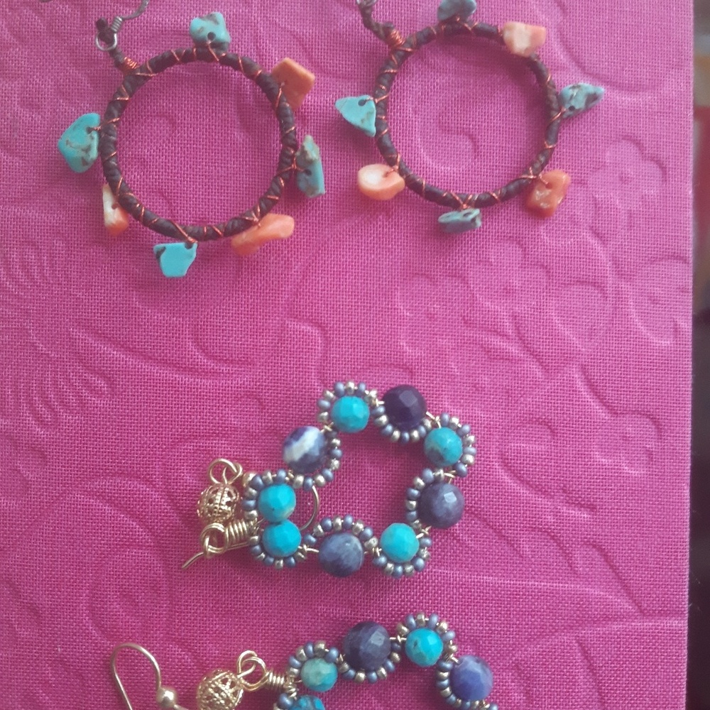 Two pairs of unique handmade earrings